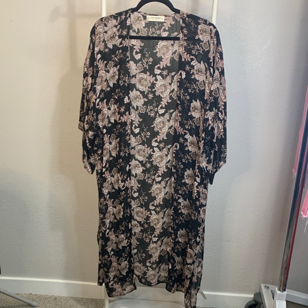 Lucky Brand Black‎ Floral Kimono